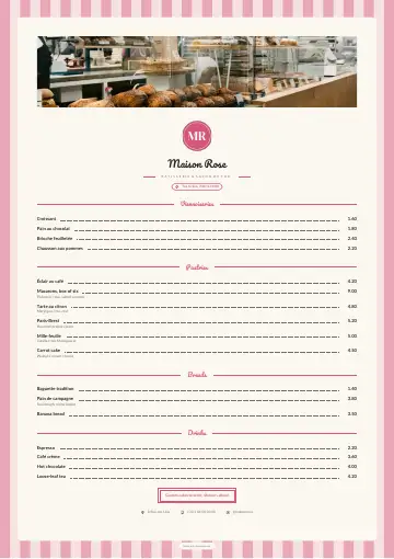 A printed menu design